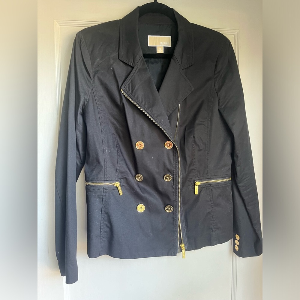 Michael kors military inspired jacket. Black with Gold detail. Size 10